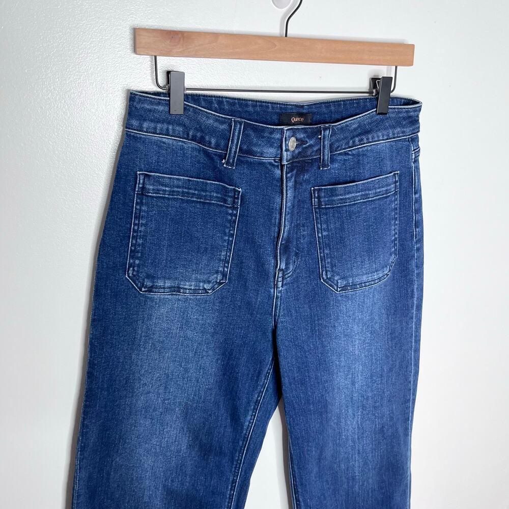 Quince Stretch High Rise Patch Pocket Wide Leg Jeans Size 31 Dark Wash Organic - Picture 4 of 12